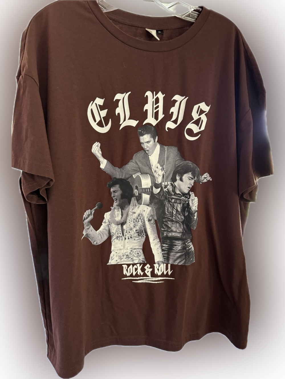 Elvis Presley Chocolate Brown Rockabilly Tee 1X. New
